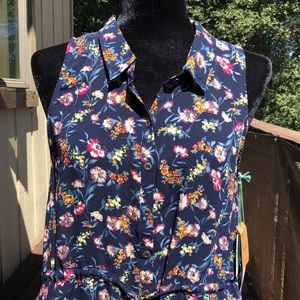 Navy blue floral sheer dress